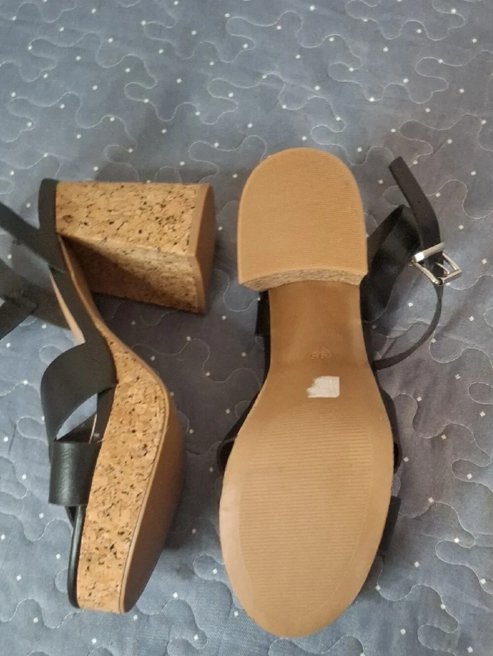 Lane Bryant Black Cork Platform Wedge Sandals size 9.5 Wide
